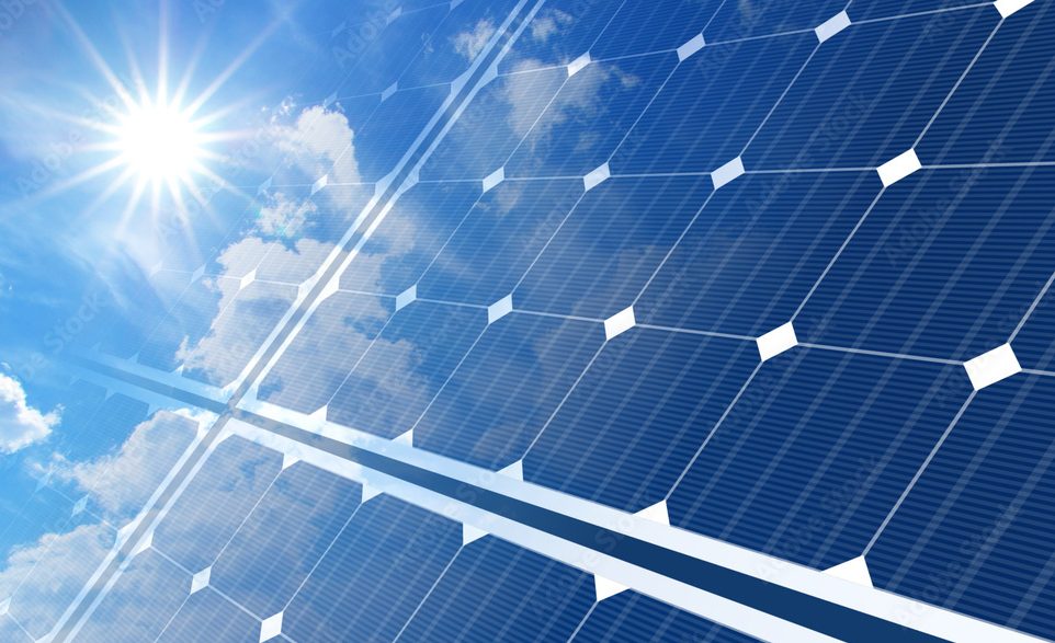 solar panels on blue sky and sun | solar equipments